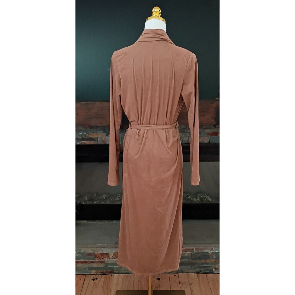 Fashion Nova Vintage Velour Long Sleeve Wraparound Robe Brown Size Small - Picture 4 of 8